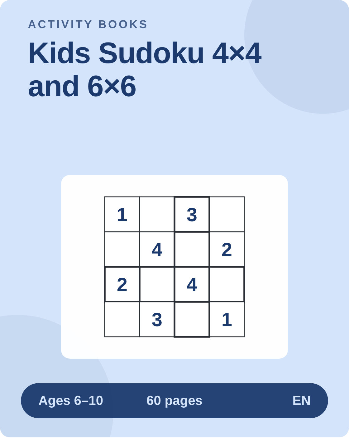 Kids Sudoku 4×4 and 6×6