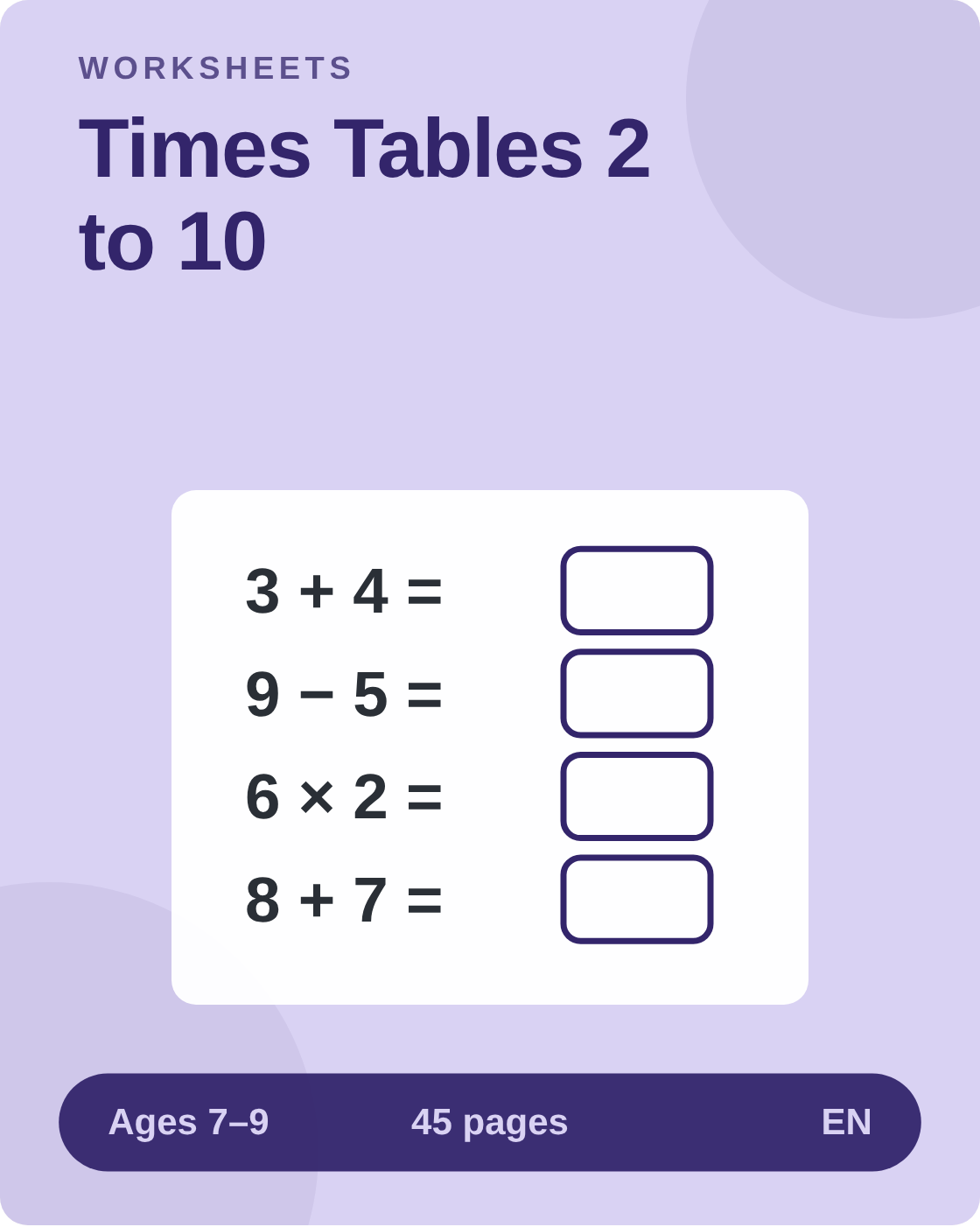Times Tables 2 to 10
